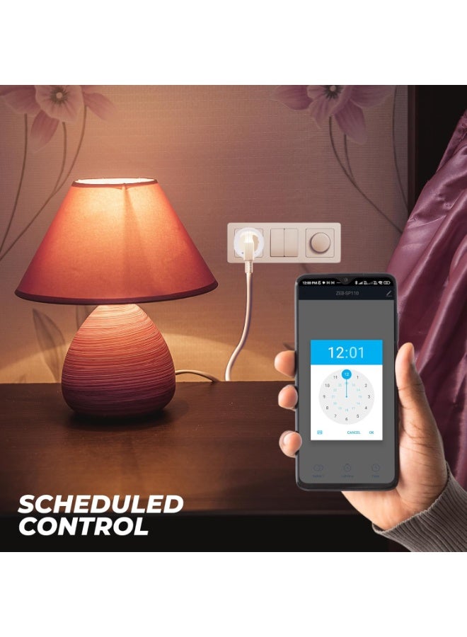 Zebronics ZEB-SP110, Smart Wi-Fi Plug Compatible with Google Assistant & Alexa, Supports Upto 10A and Comes with a Dedicated APP That Features Scheduled Control. - Image 4